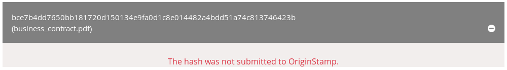 OriginStamp verification status for unknown hash
